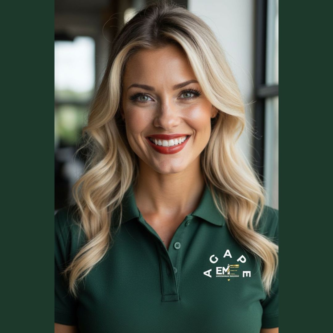 Aguard Agape Active polo — model in forest green polo